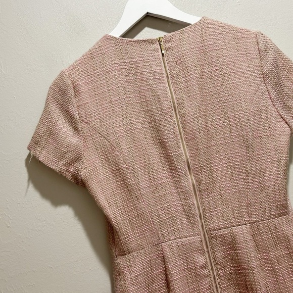 FOREST LILY Women’s Pink Short Sleeve Tweed Dress Fringe Hem Lined Lurex Size 4 - Picture 6 of 10